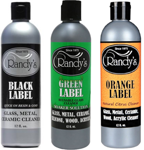 Randy's Black, Green, and Orange Label cleaning products.