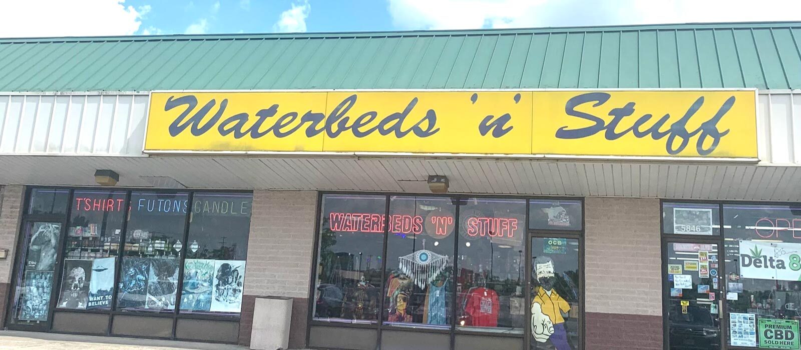 Waterbeds 'n' Stuff storefront at Emporium Square in northeast Columbus